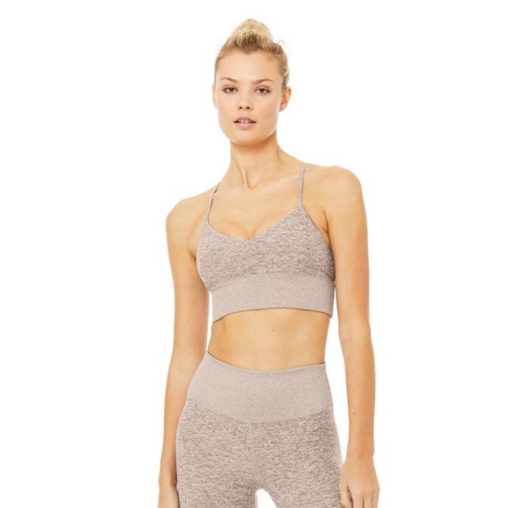 alo yoga Alosoft Lush Bra in gravel Heather